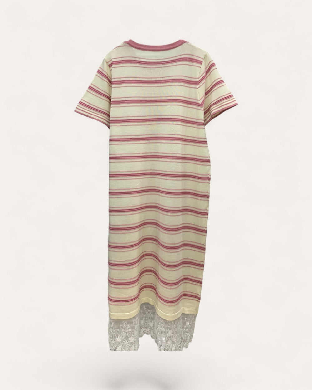 Striped Lace Hem Knit Dress - Zilvina