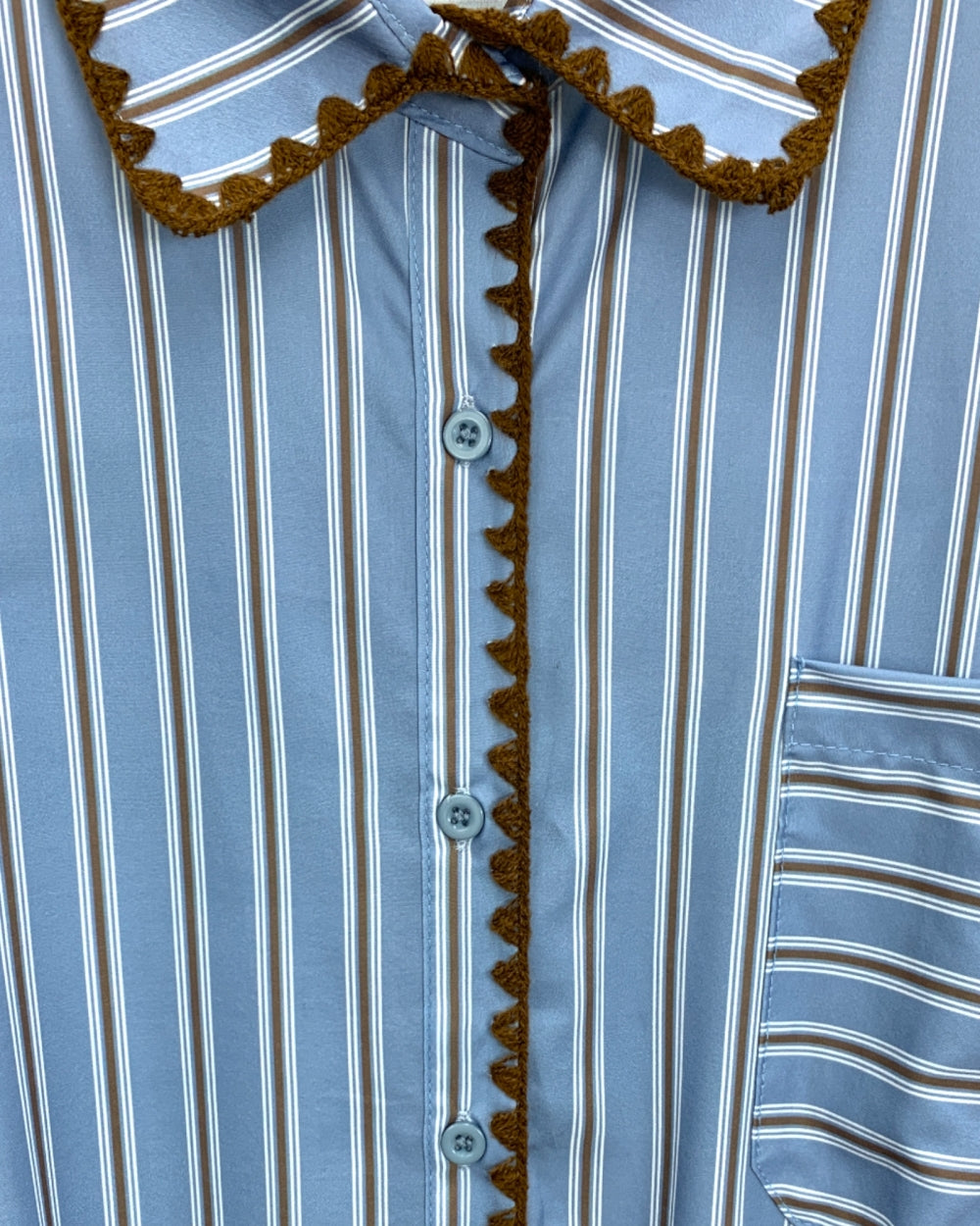 Striped Ruffle Hem Shirt Dress - Zilvina