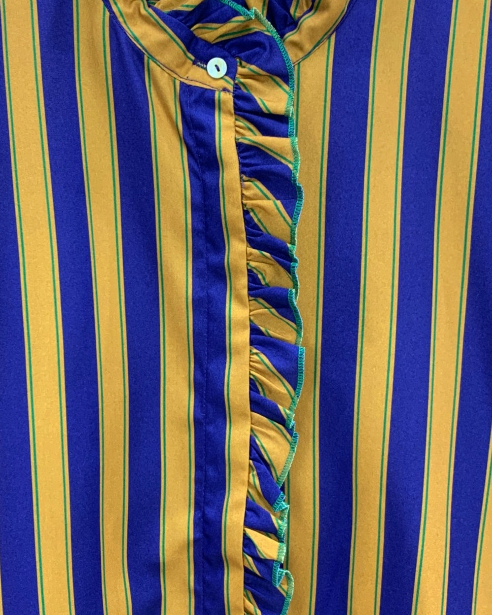 Striped Ruffle-Trim Button-Up Blouse - Zilvina