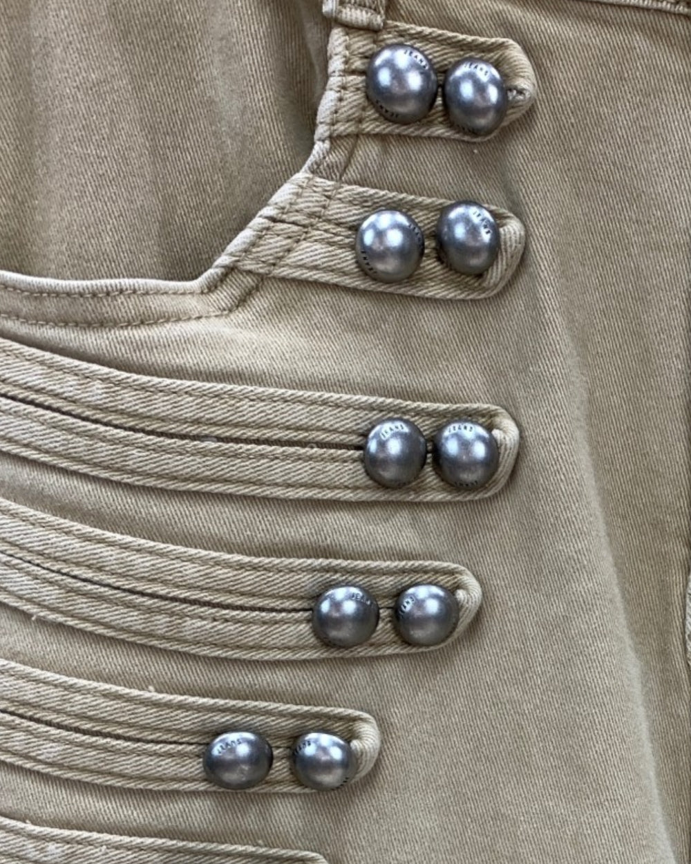 Studded Military Wide Leg Jeans - Zilvina