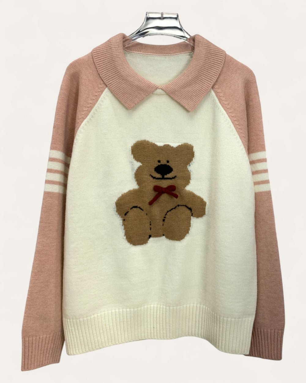 Teddy Bear Knit Sweater with Collar - Zilvina