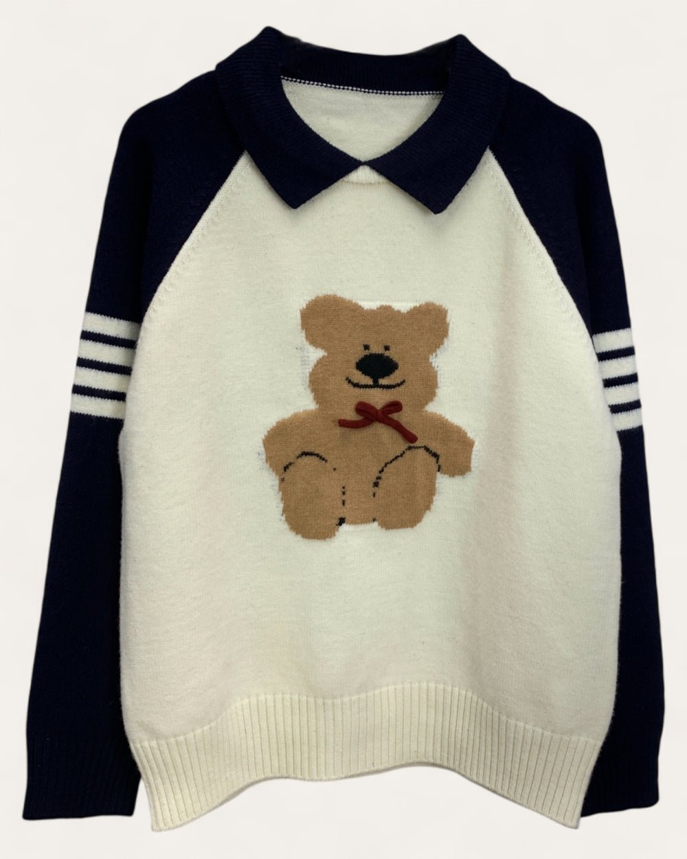 Teddy Bear Knit Sweater with Collar - Zilvina