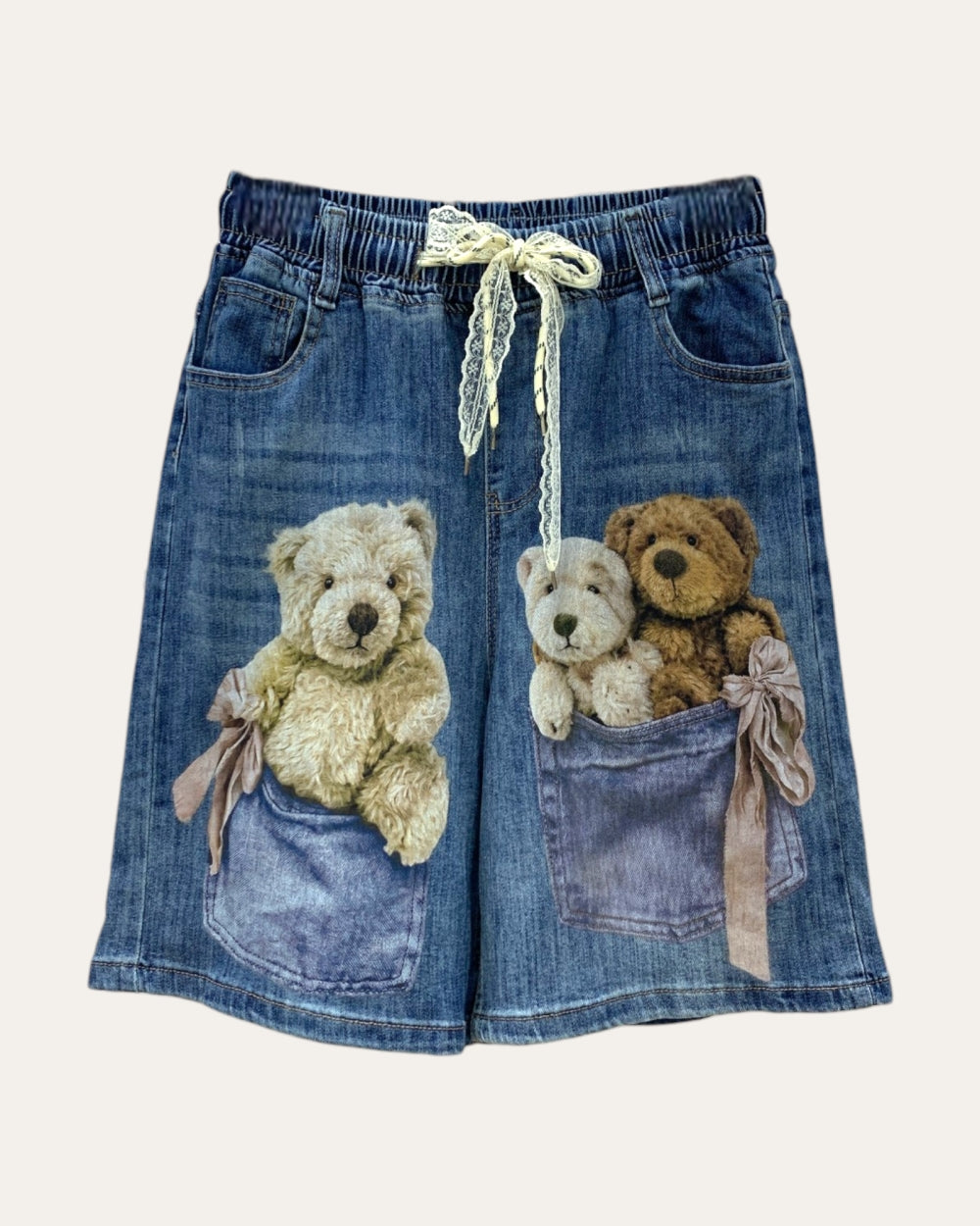 Teddy Pocket Denim Shorts - Zilvina