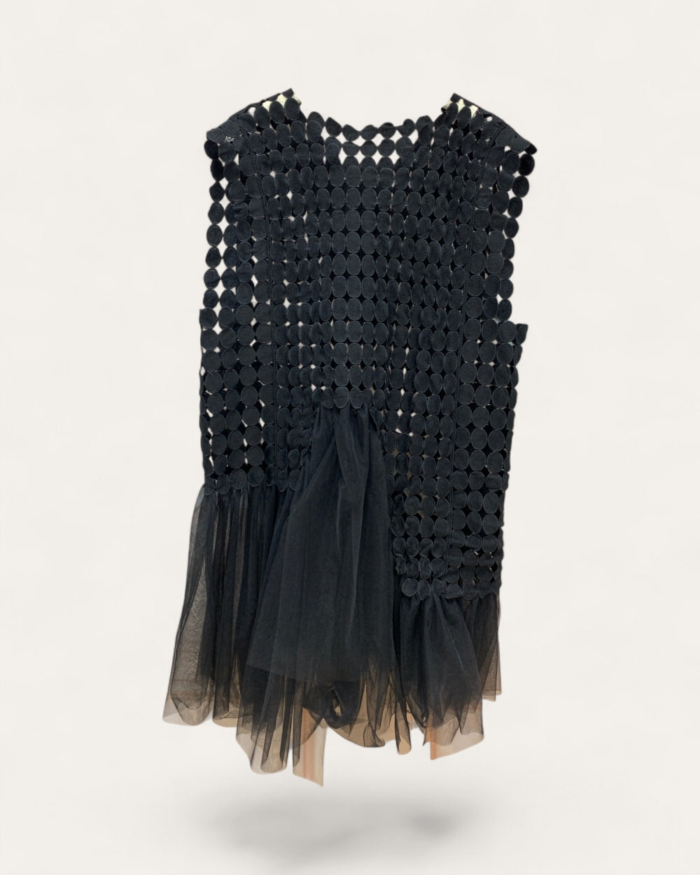 Textured Disc Mesh Peplum Top - Zilvina