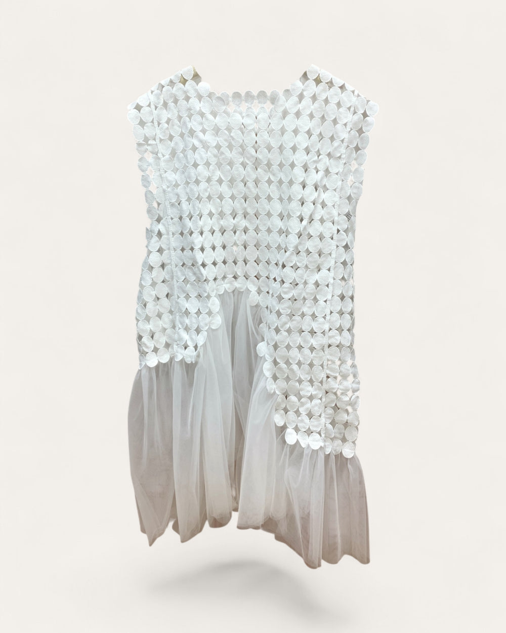 Textured Disc Mesh Peplum Top - Zilvina