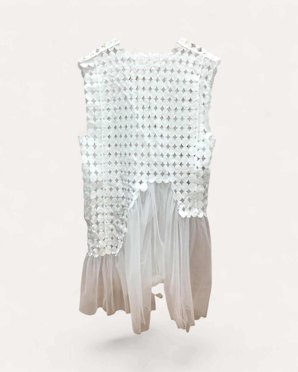 Textured Disc Mesh Peplum Top - Zilvina