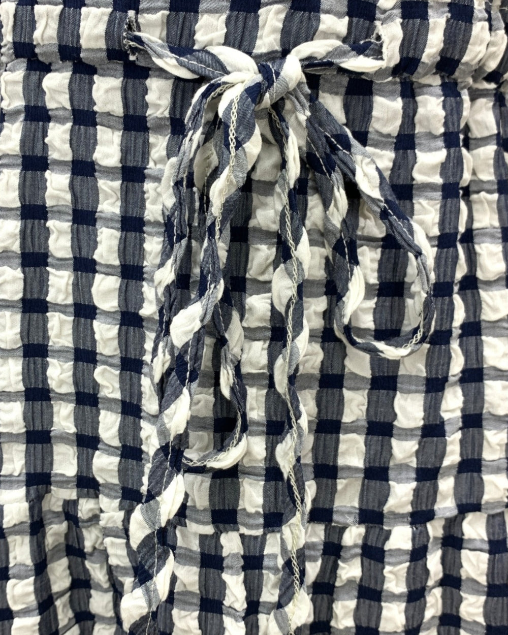 Textured Gingham Tie - Waist Midi Dress - Zilvina
