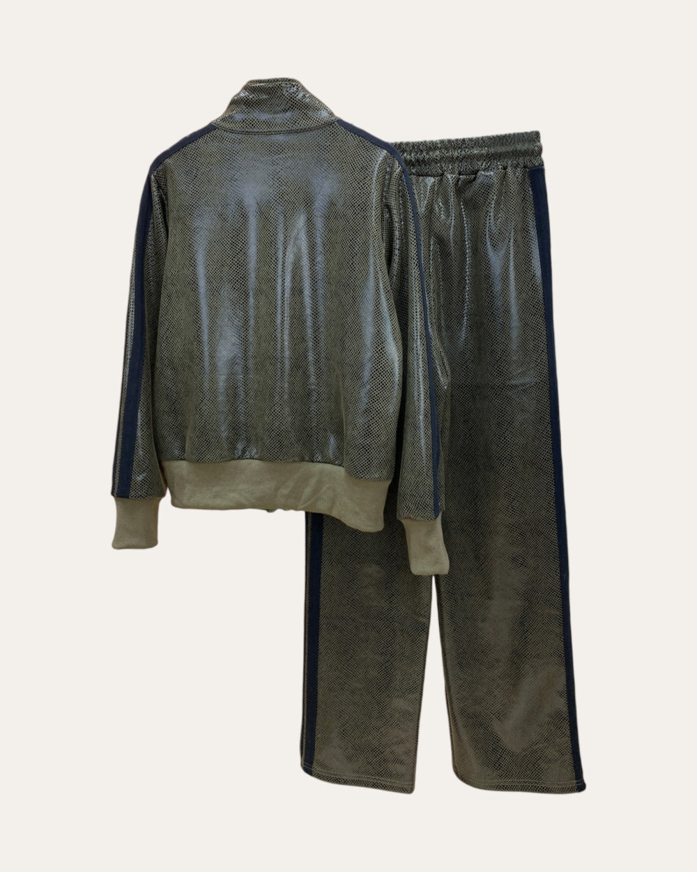 Textured Zip Jacket and Wide Leg Pants Set - Zilvina