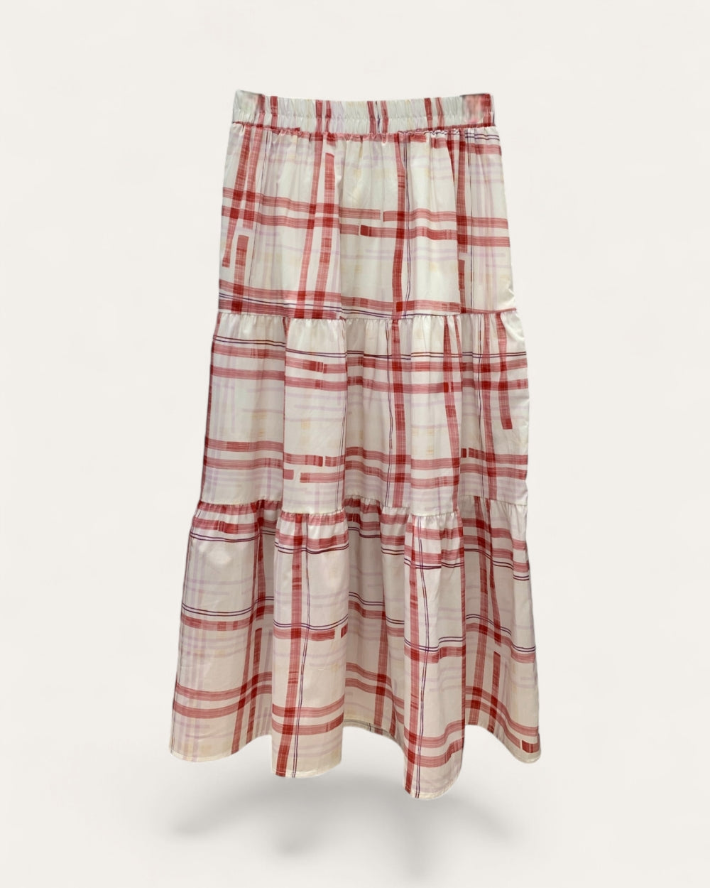 Tiered Plaid Maxi Skirt - Zilvina