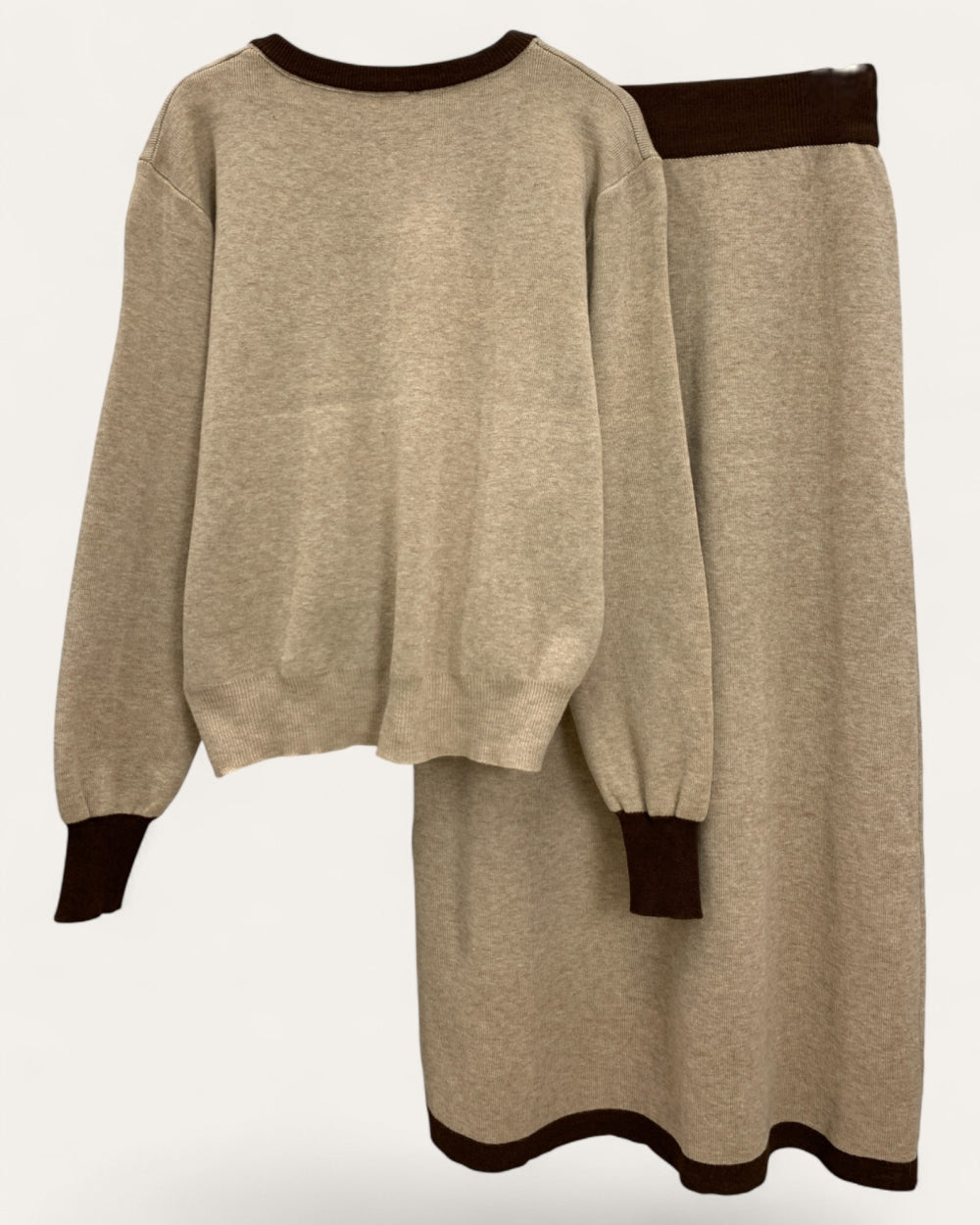 Two - Piece Knit Dress with Contrast Trim - Zilvina