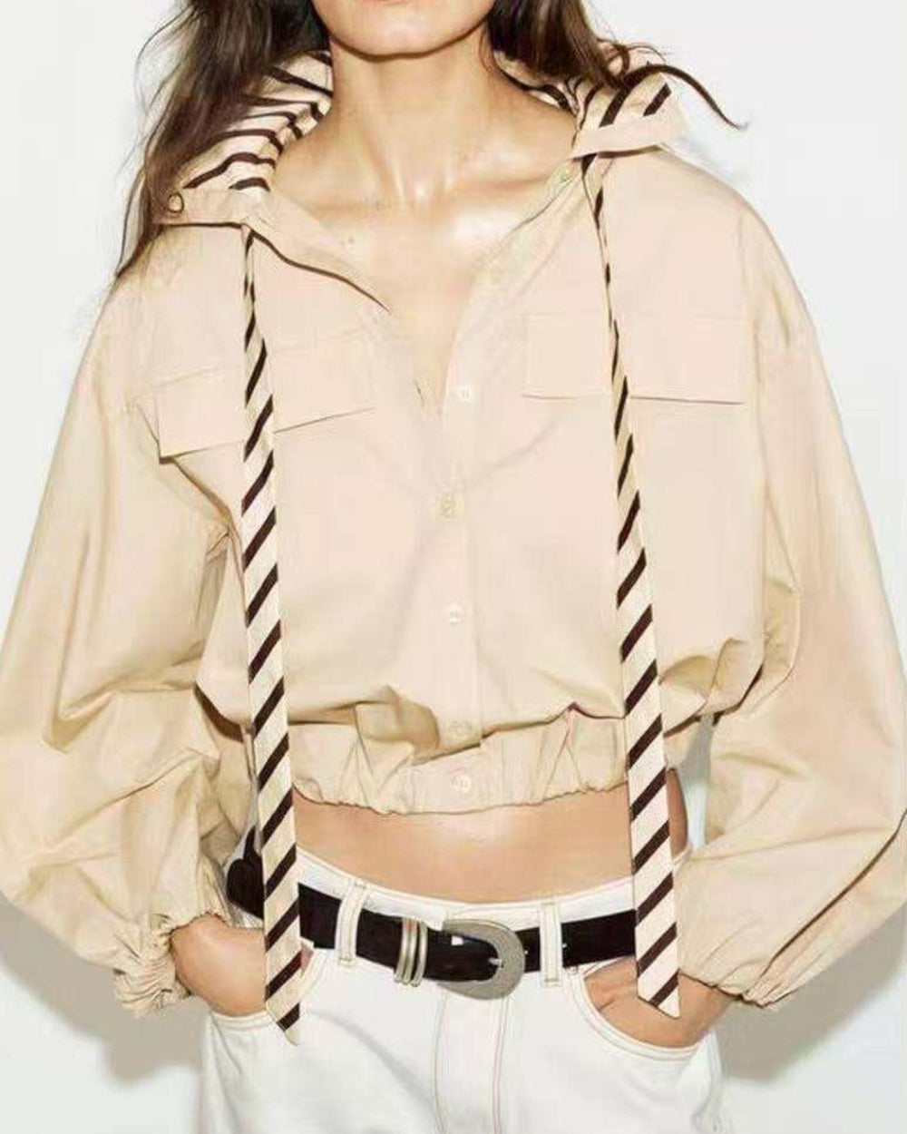 Utility Hooded Cropped Jacket - Zilvina