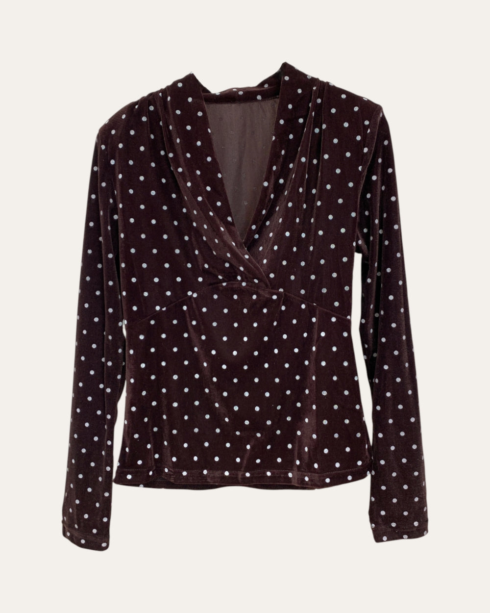 Velvet Polka Dot Wrap Top - Zilvina