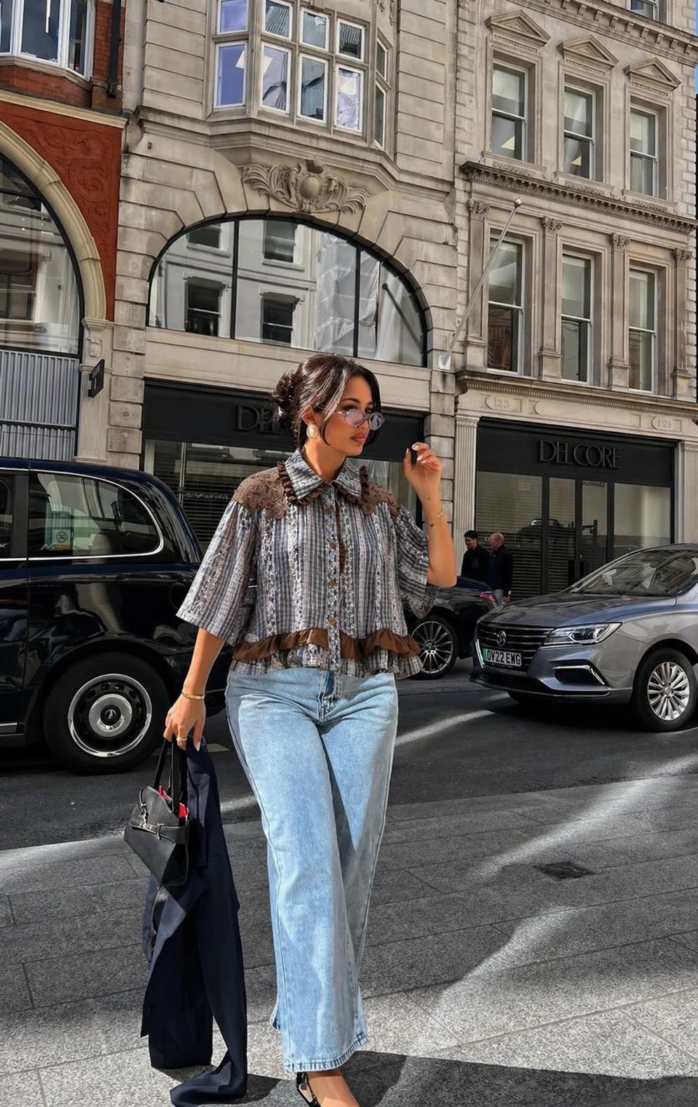 Vintage Lace Trim Plaid Shirt - Zilvina