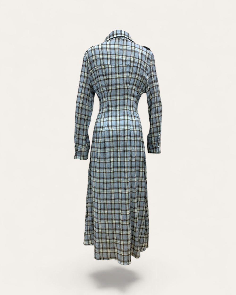 Vintage Plaid Button - Up Maxi Shirt Dress - Zilvina