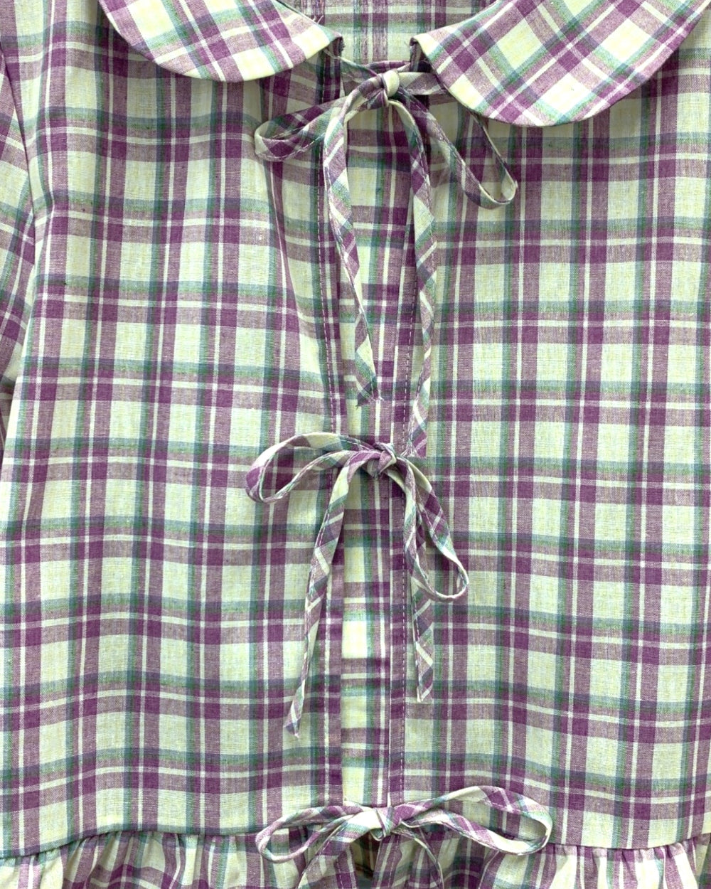 Vintage Plaid Peter Pan Collar Blouse - Zilvina