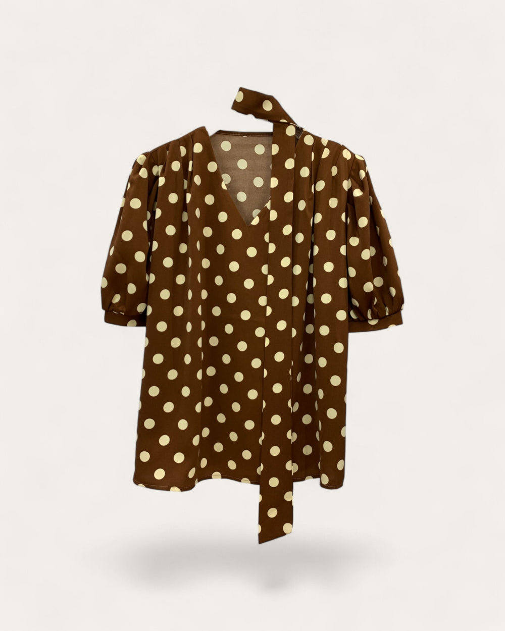 Vintage Polka Dot Tie - Waist Blouse - Zilvina