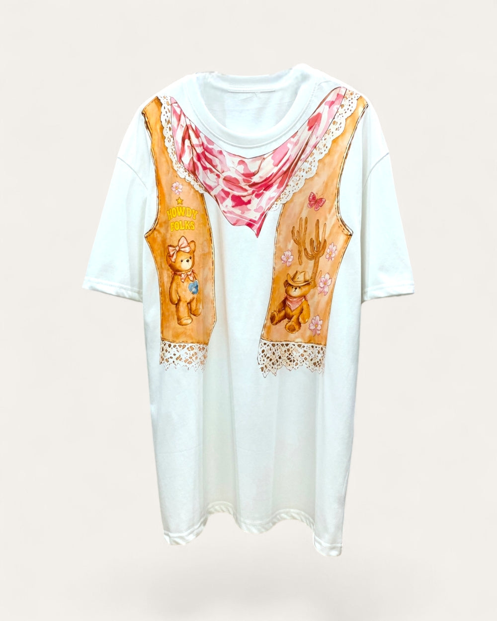 Western Teddy Scarf Graphic Tee - Zilvina