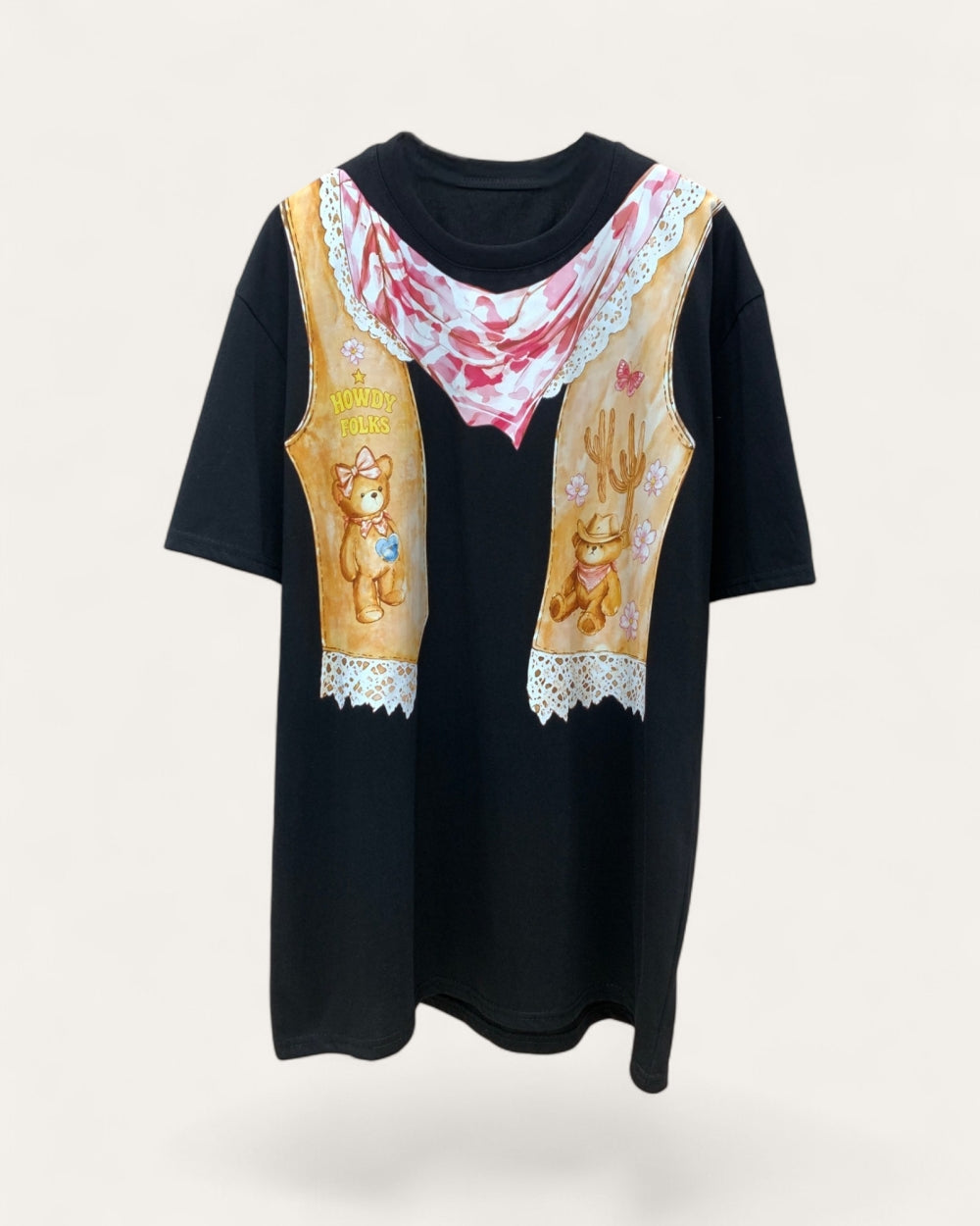 Western Teddy Scarf Graphic Tee - Zilvina