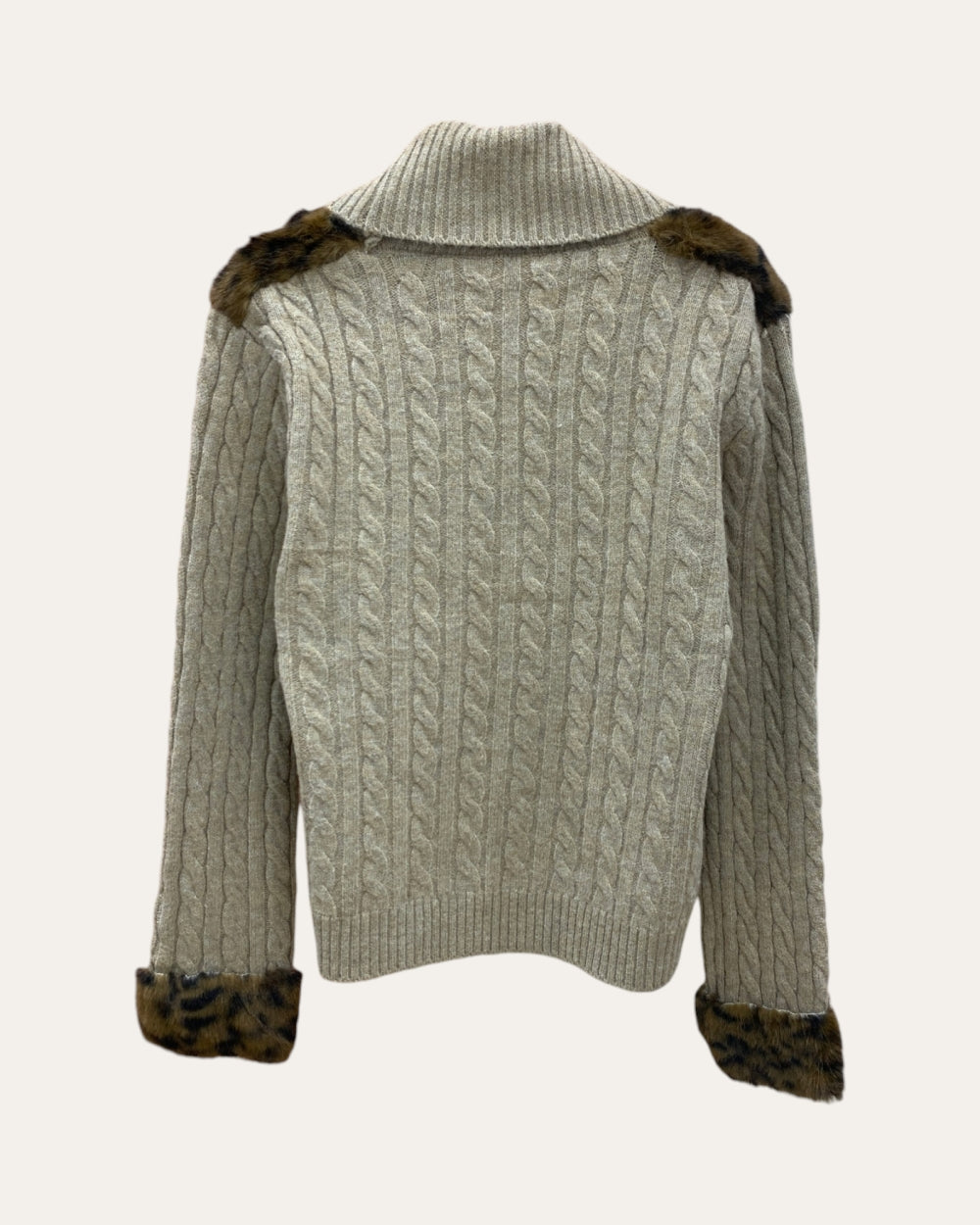 Wild Accent Faux Fur Knit Cardigan - Zilvina