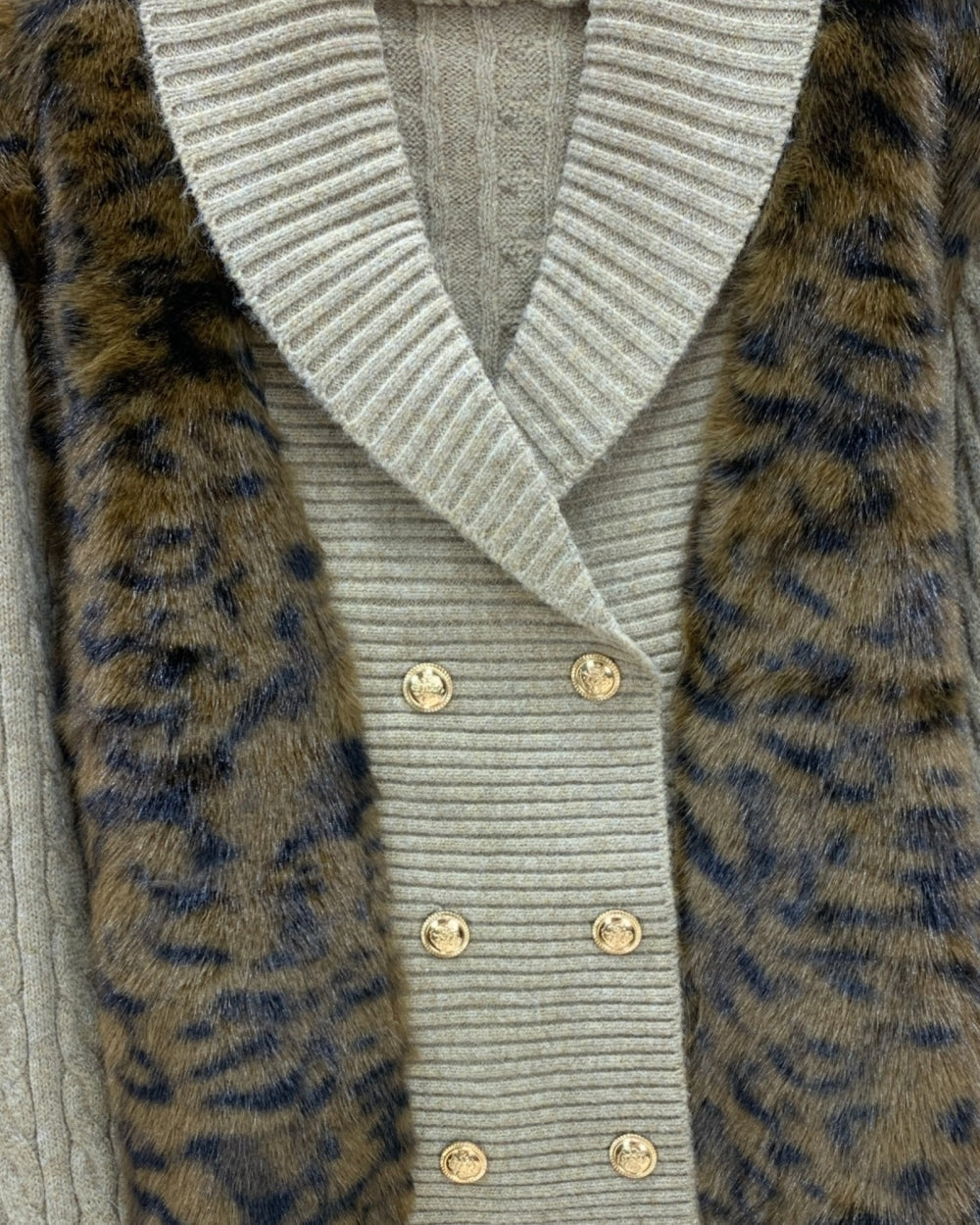 Wild Accent Faux Fur Knit Cardigan - Zilvina