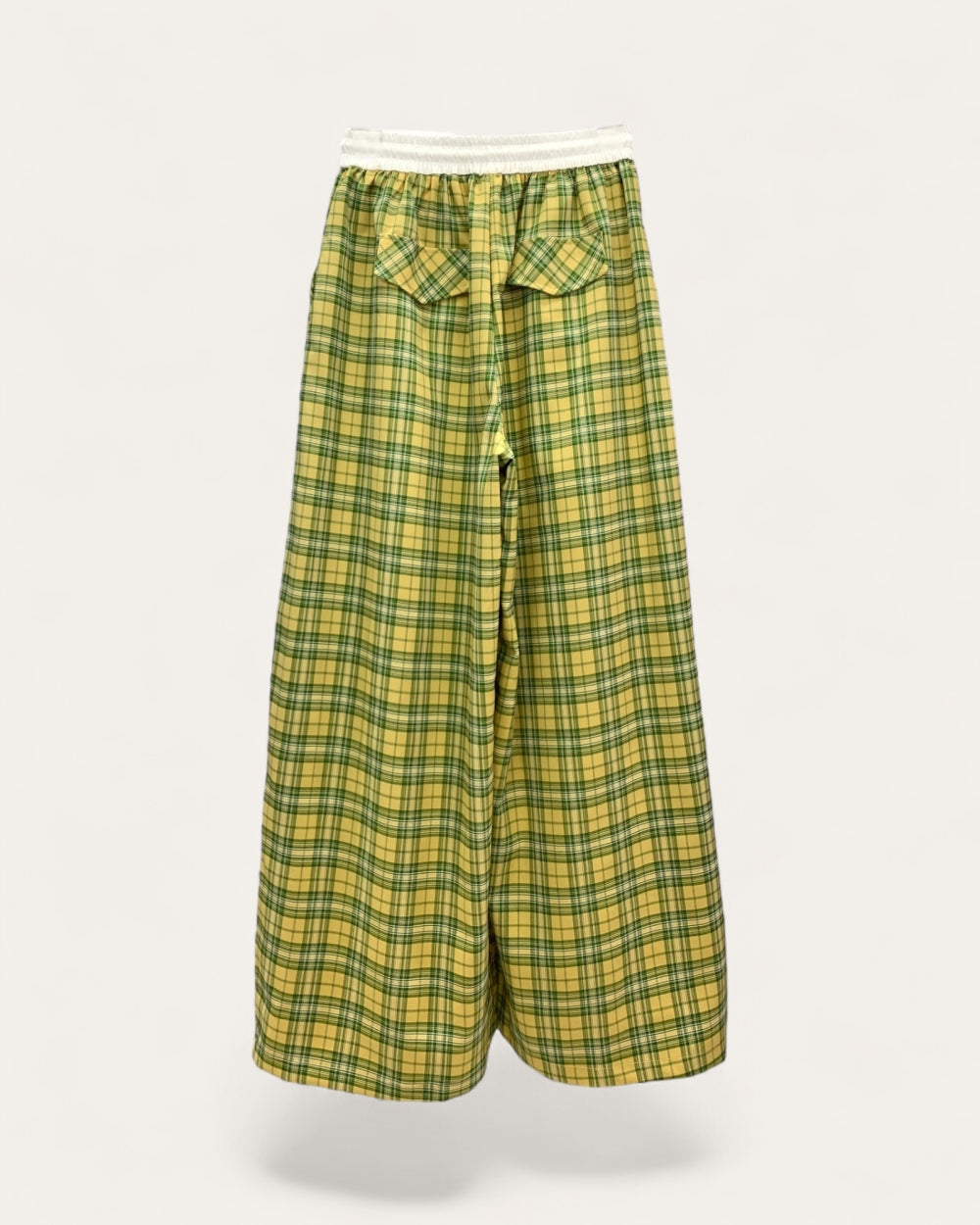 Yellow Plaid Drawstring Maxi Skirt - Zilvina
