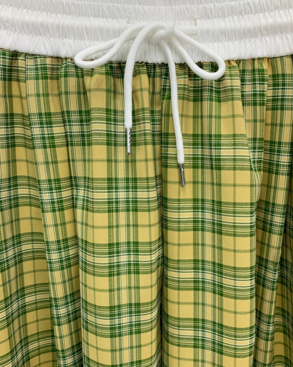 Yellow Plaid Drawstring Maxi Skirt - Zilvina