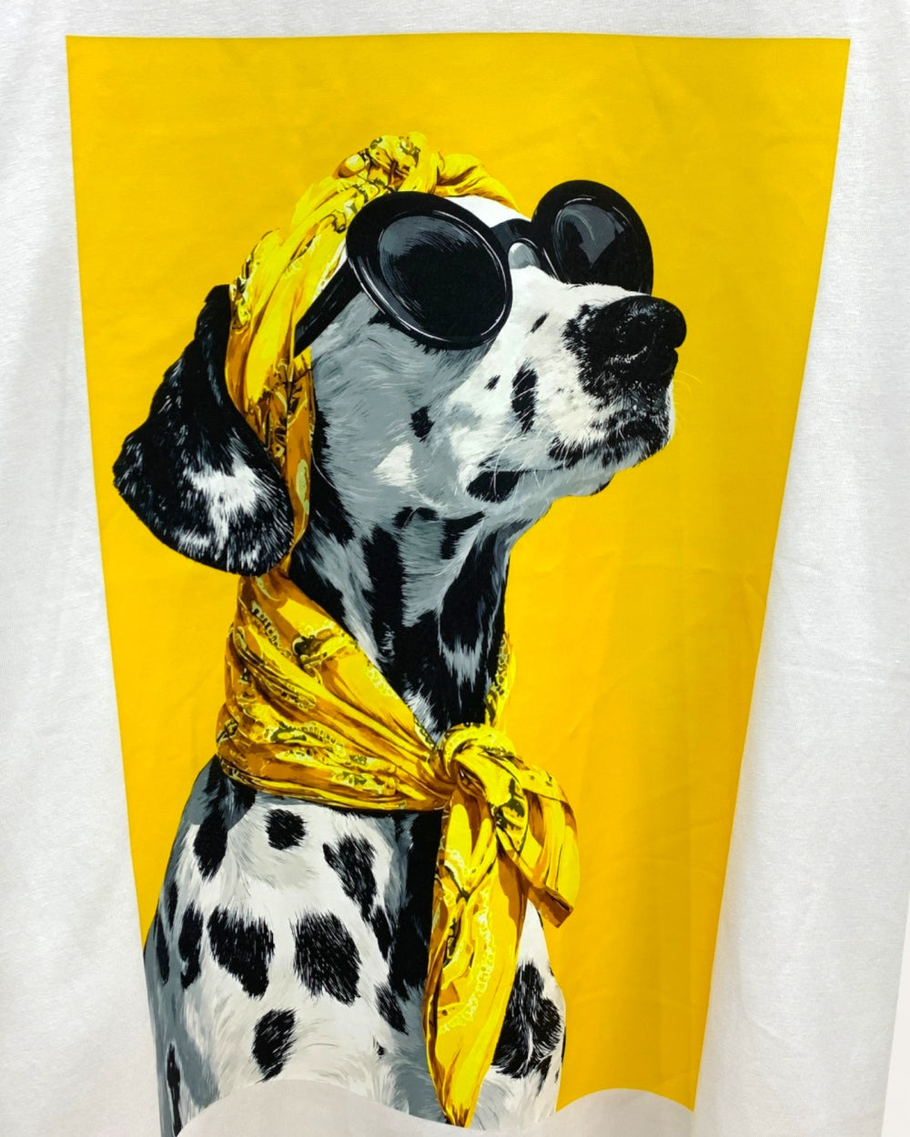 Yellow Scarf Dalmatian Graphic Tee - Zilvina